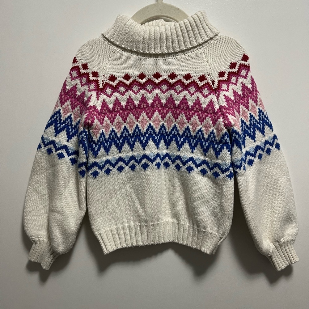 Janie and Jack Fair Isle Turtleneck Sweater Girls Size 3